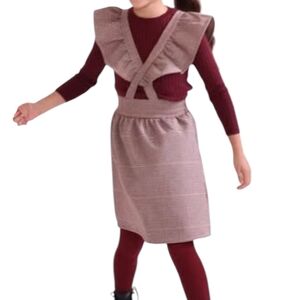 Hadas Minilove Brown Overalls Jumper Skirt Playful Whimsical Ruffle Straps Girls